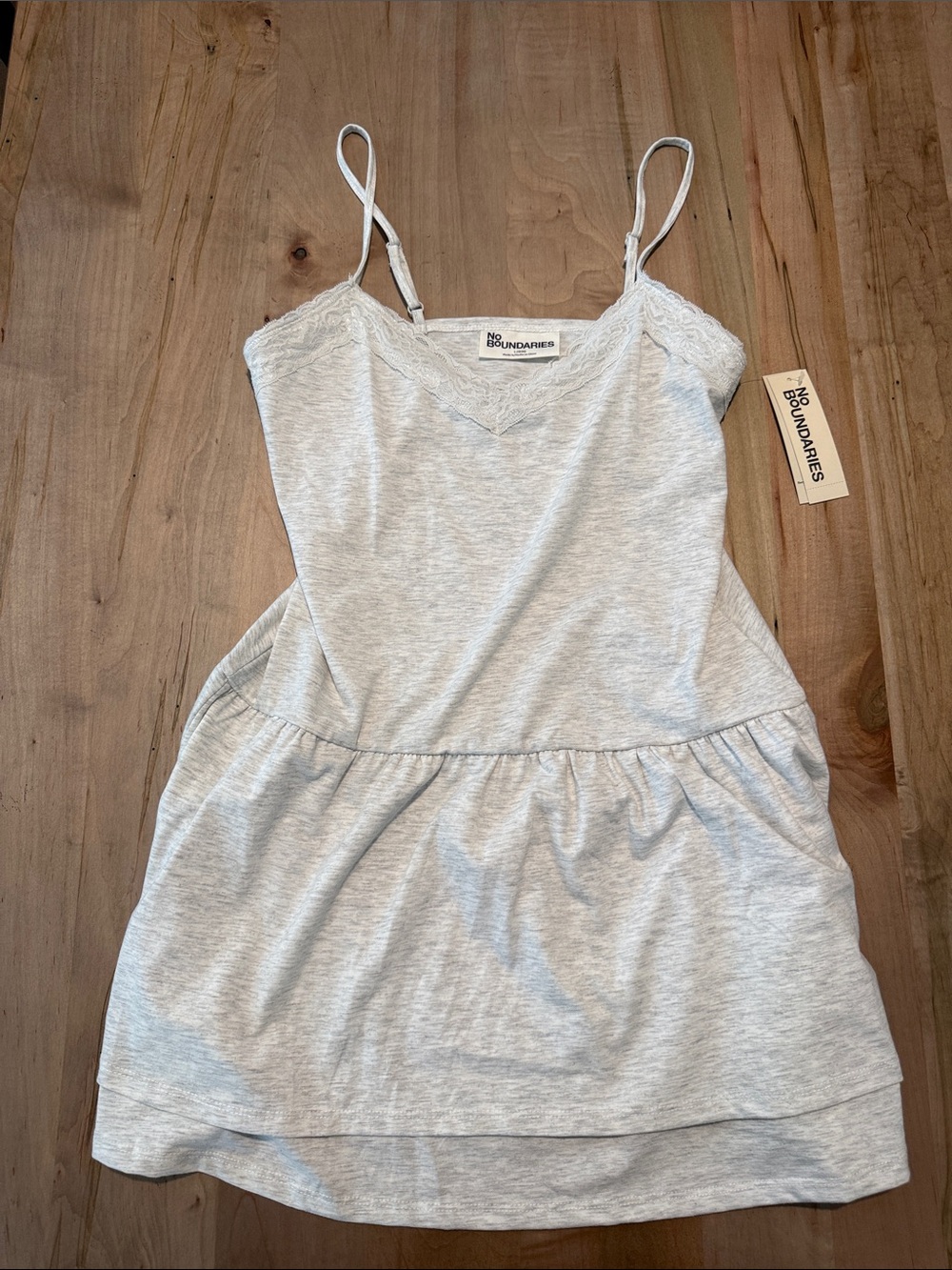 No Boundaries Light Gray Spaghetti Strap Mini Dress